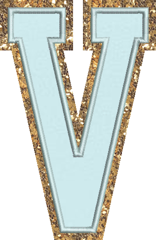 Jumbo Sky Glitter Varsity Letter Patch