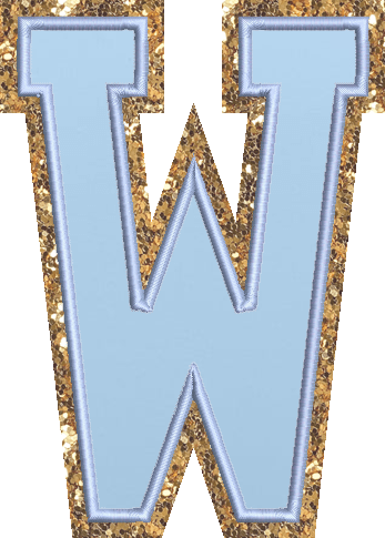 Jumbo Periwinkle Glitter Varsity Letter Patch