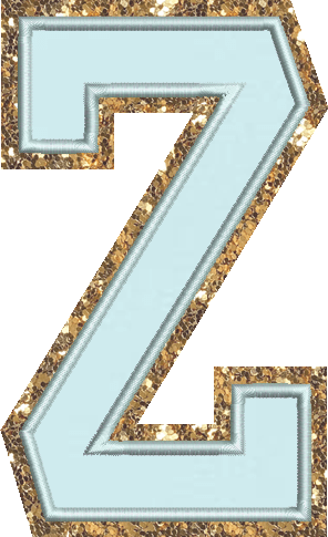 Jumbo Sky Glitter Varsity Letter Patch