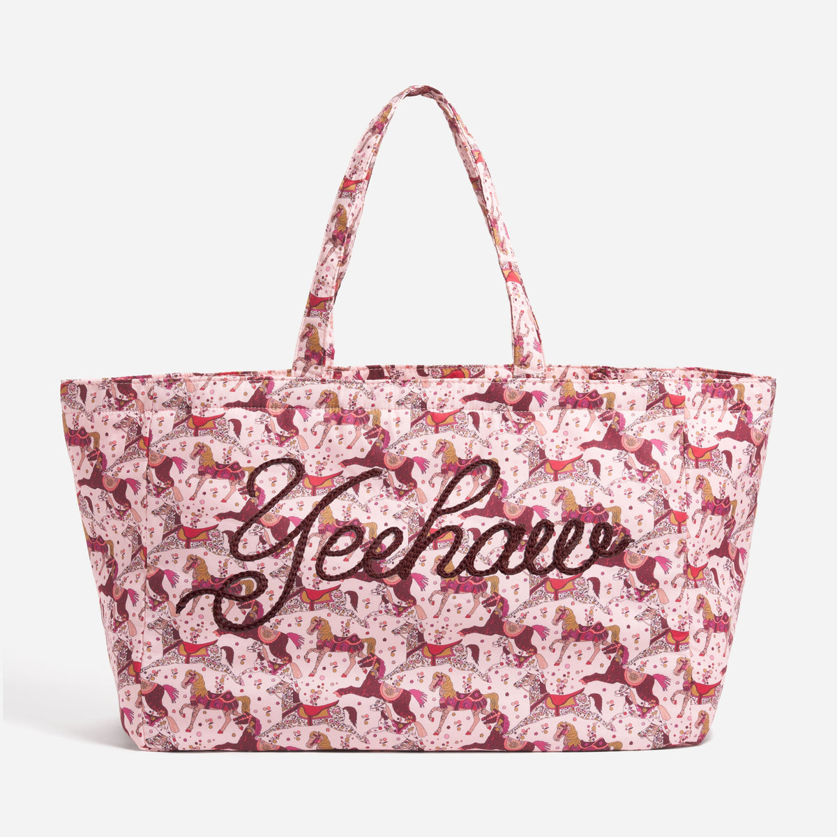 Custom Embroidered Large Everything Tote Made with Liberty Fabric