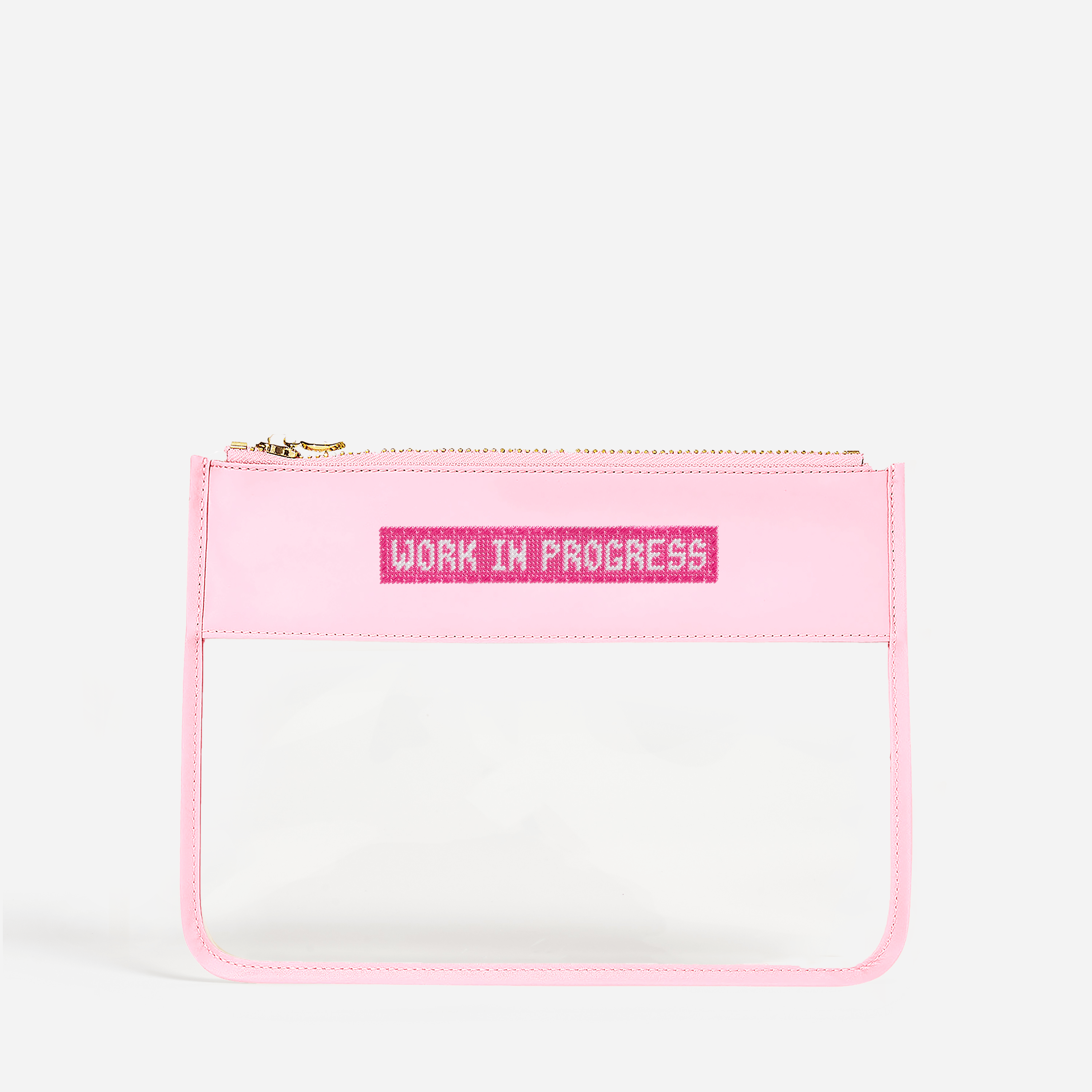 Work In Progress Embroidered Clear Flat Pouch - Stoney Clover Lane