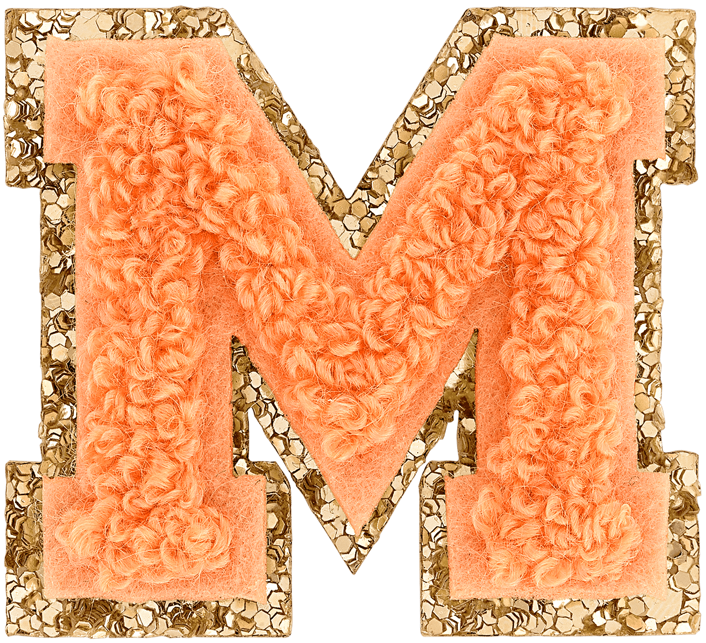 Peach Mini Glitter Varsity Letter Patch