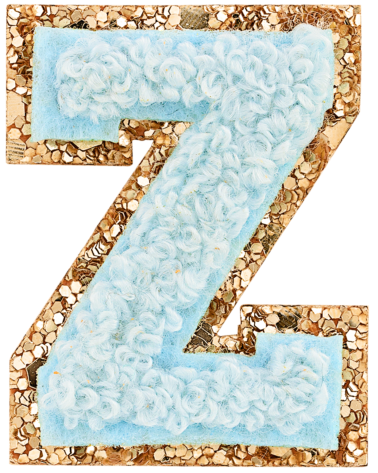 Sky Mini Glitter Varsity Letter Patch