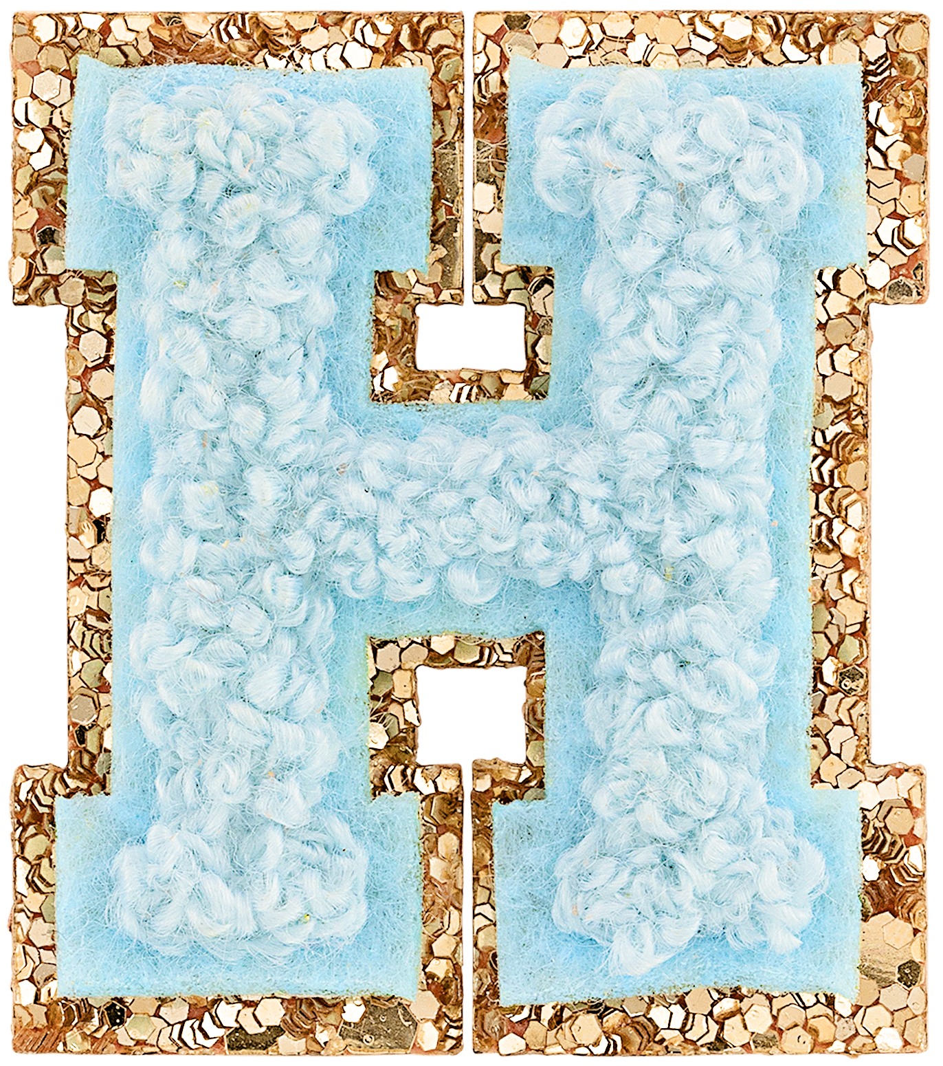 Sky Mini Glitter Varsity Letter Patch