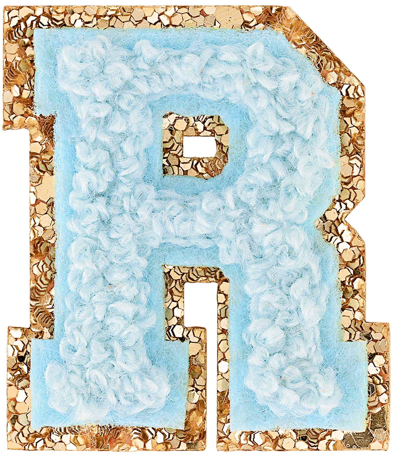 Sky Mini Glitter Varsity Letter Patch