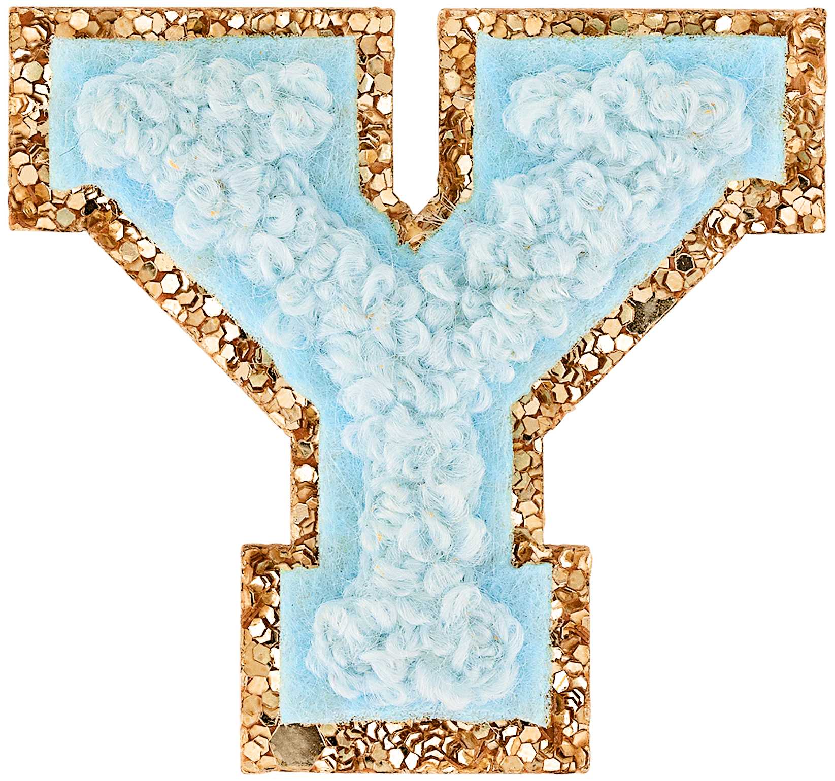 Sky Mini Glitter Varsity Letter Patch