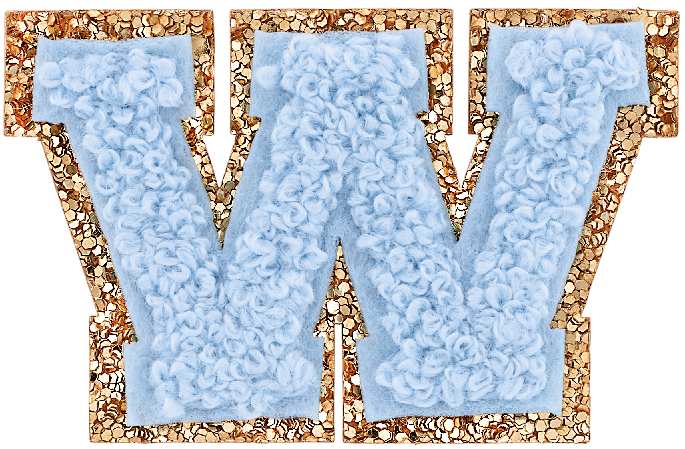 Periwinkle Mini Glitter Varsity Letter Patch
