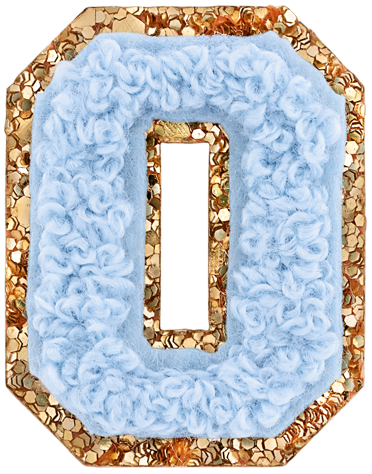 Periwinkle Mini Glitter Varsity Letter Patch