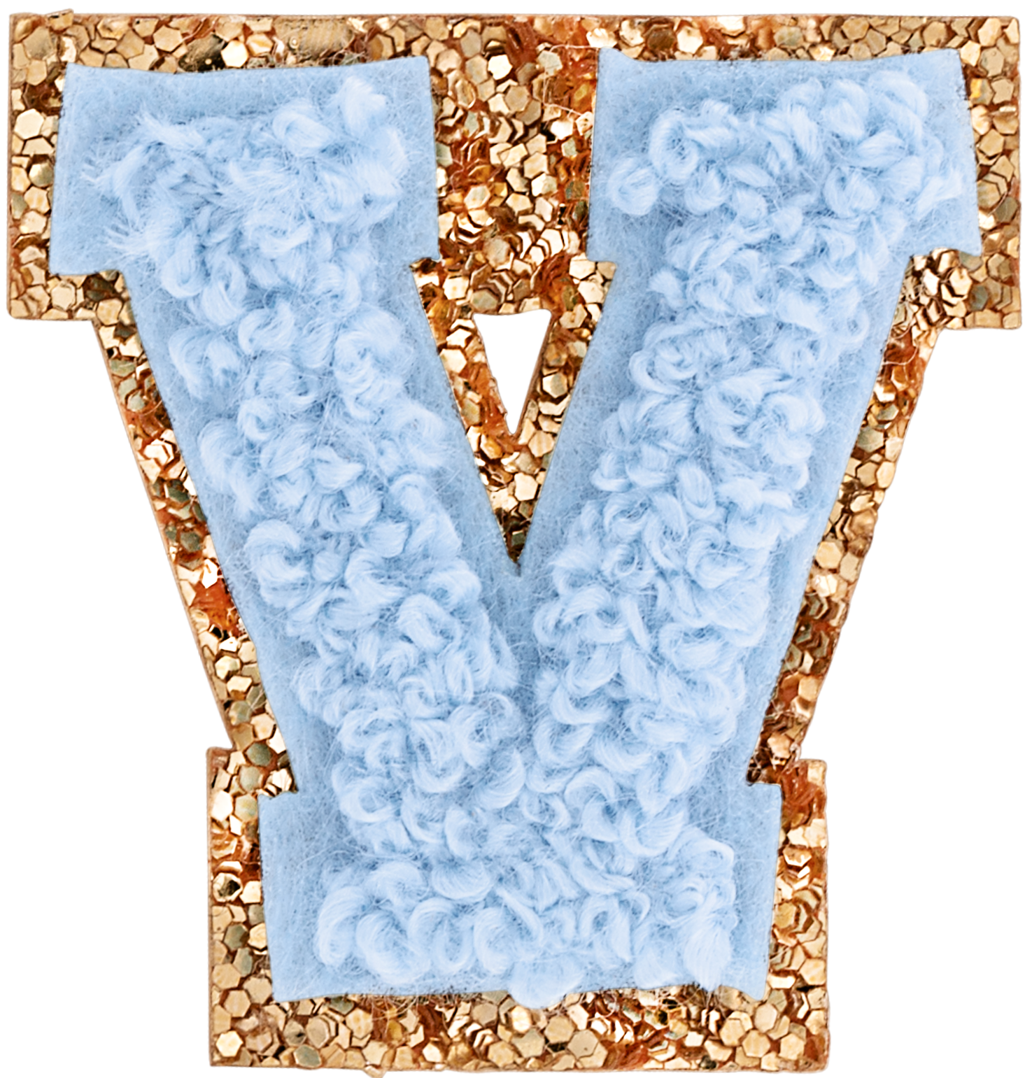 Periwinkle Mini Glitter Varsity Letter Patch