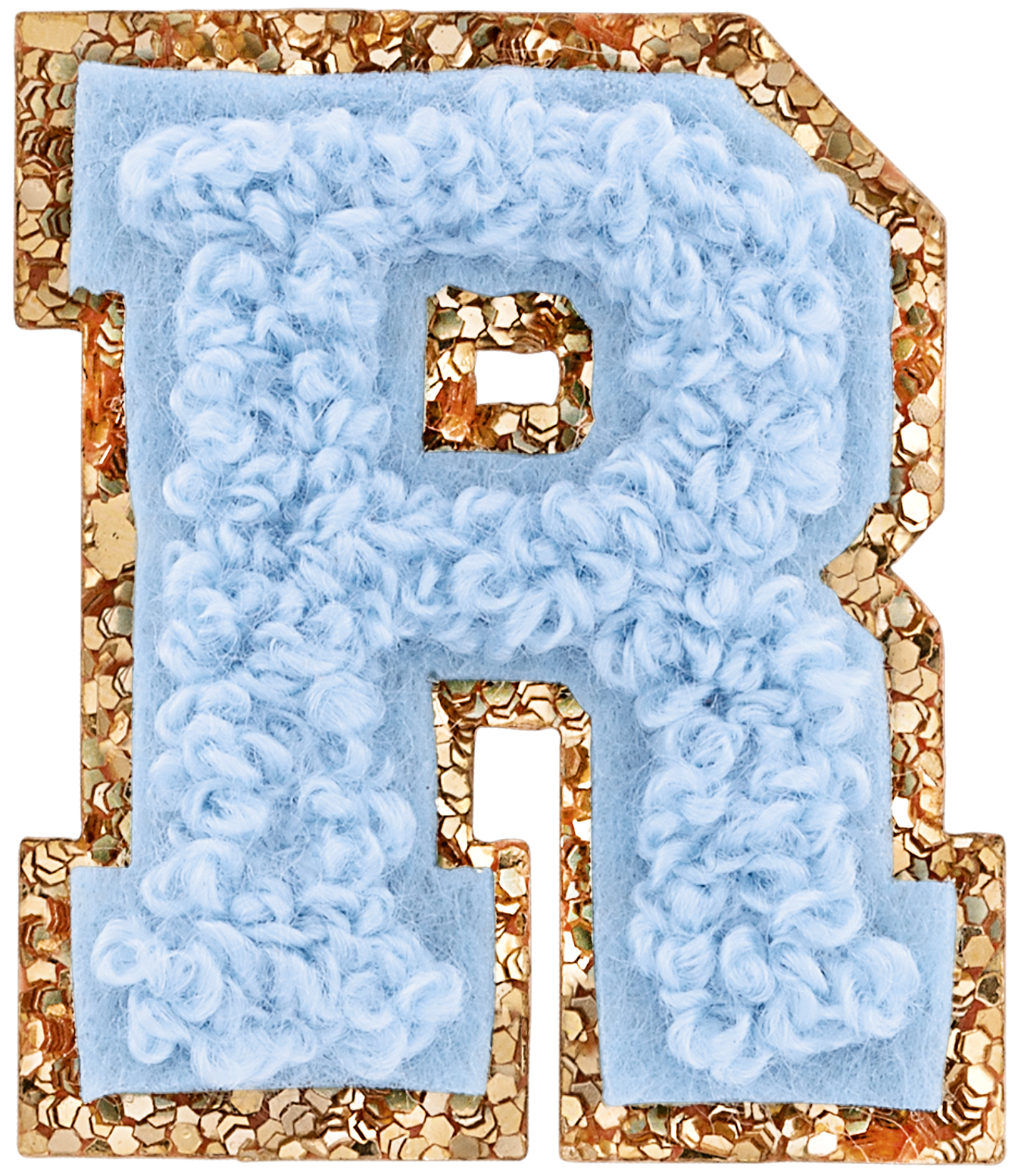 Periwinkle Mini Glitter Varsity Letter Patch