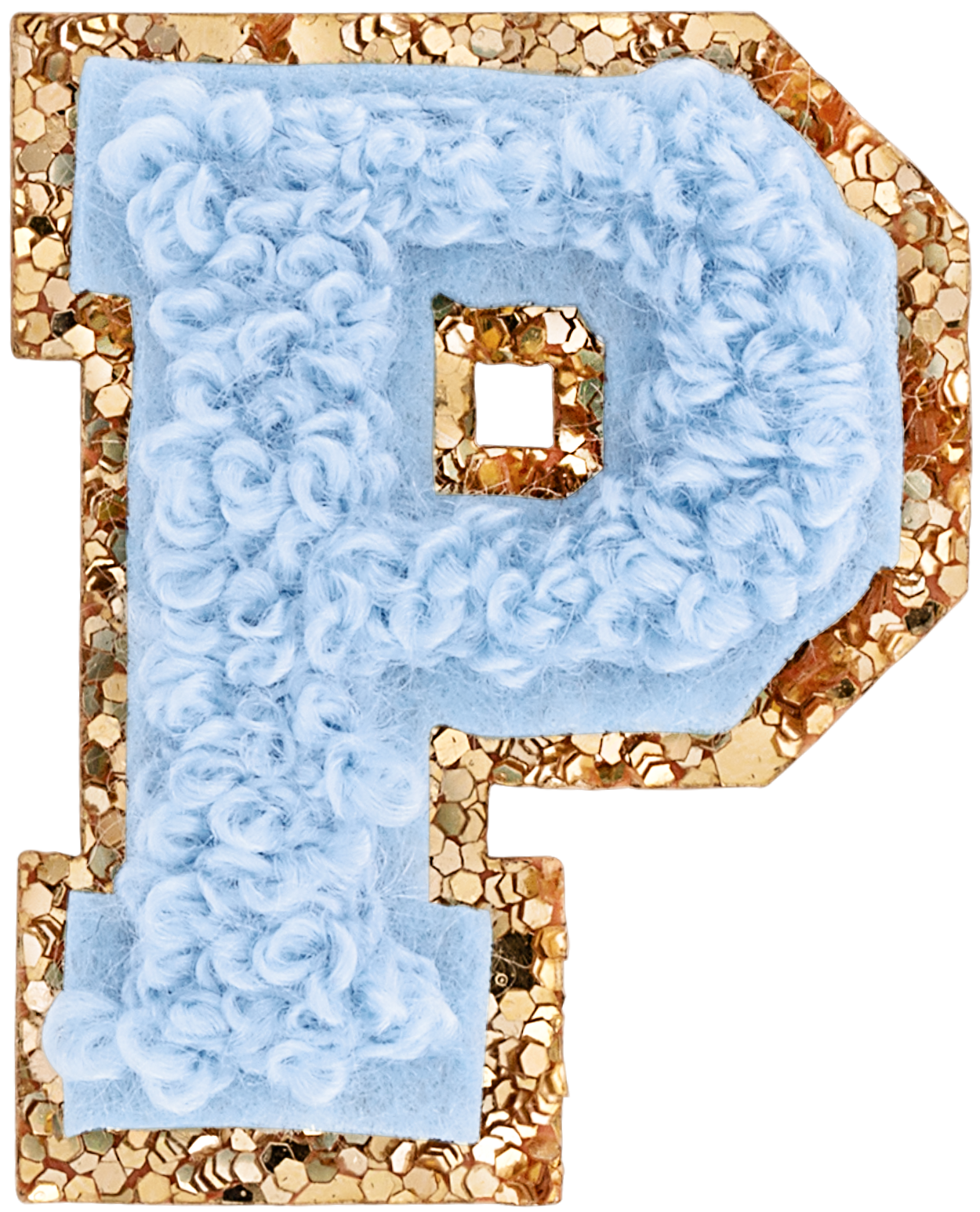 Periwinkle Mini Glitter Varsity Letter Patch
