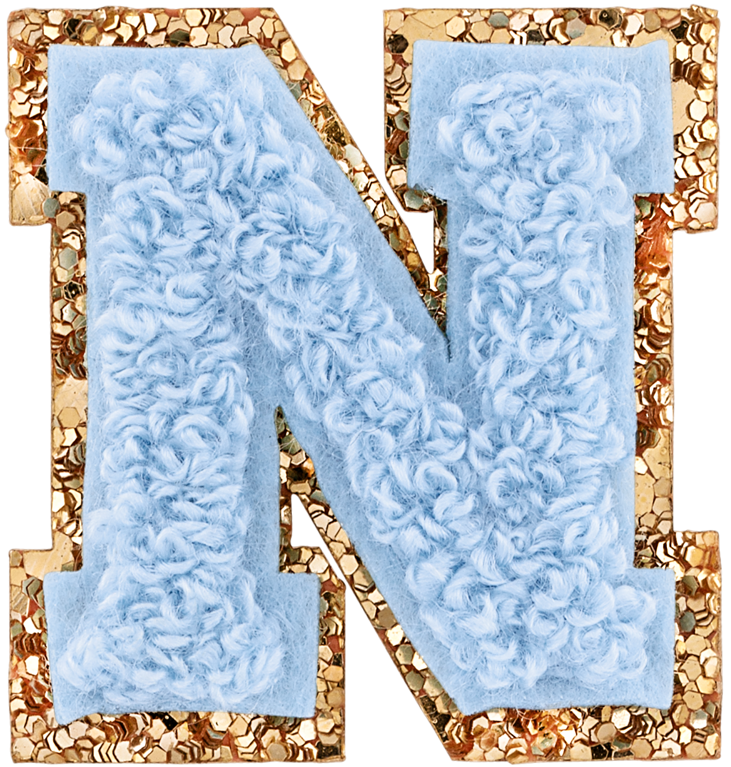 Periwinkle Mini Glitter Varsity Letter Patch
