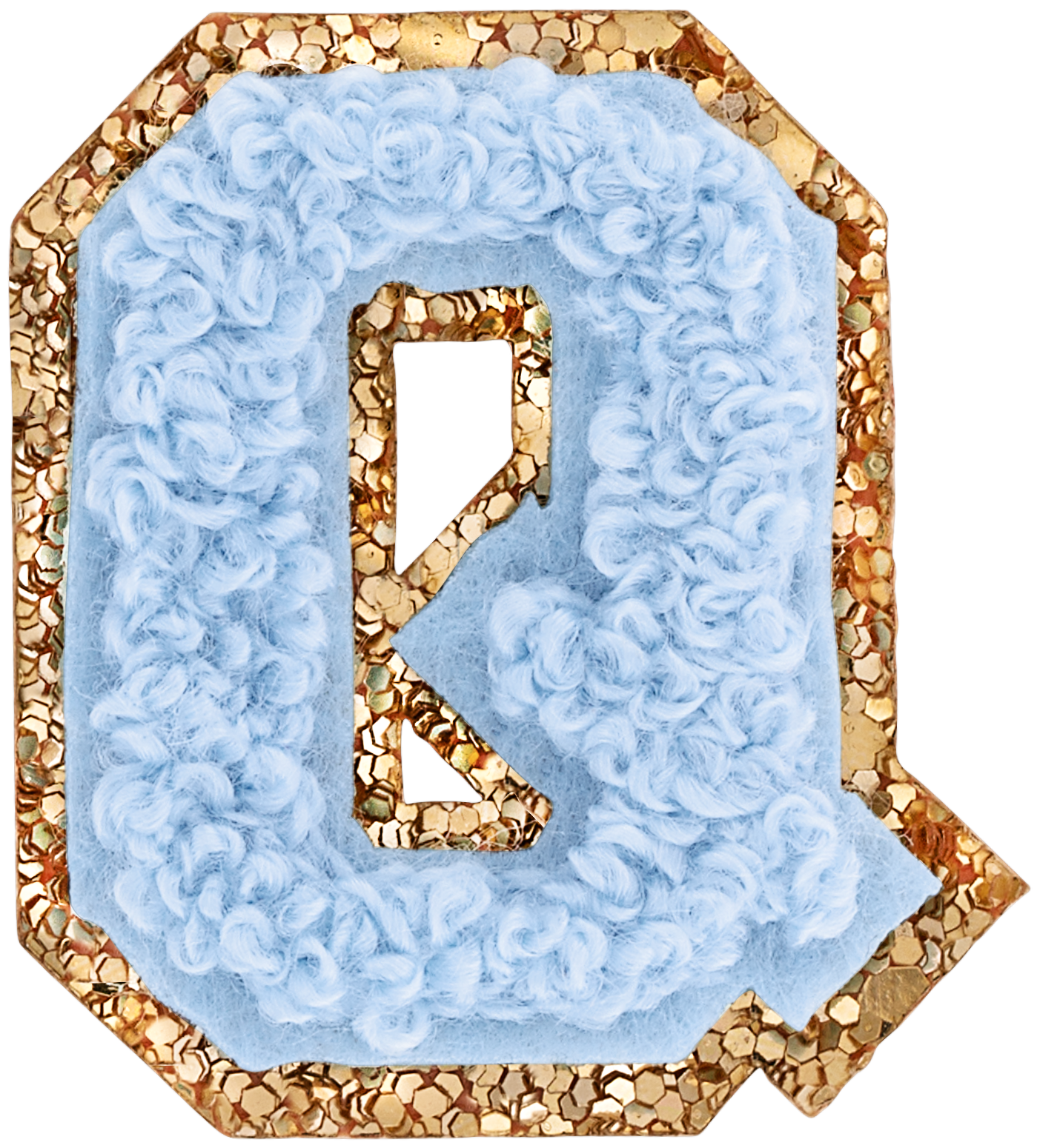 Periwinkle Mini Glitter Varsity Letter Patch