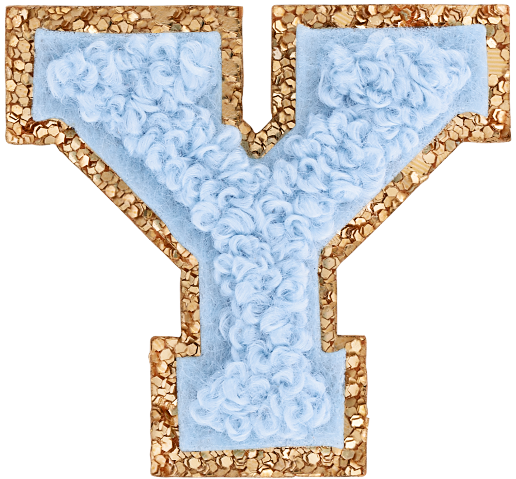 Periwinkle Mini Glitter Varsity Letter Patch