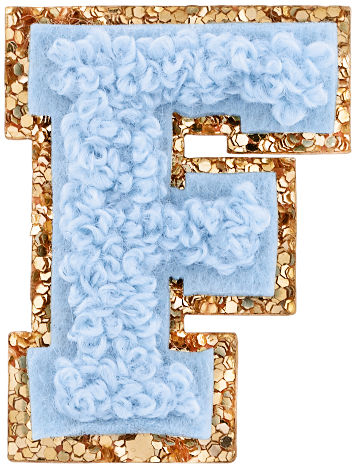 Periwinkle Mini Glitter Varsity Letter Patch