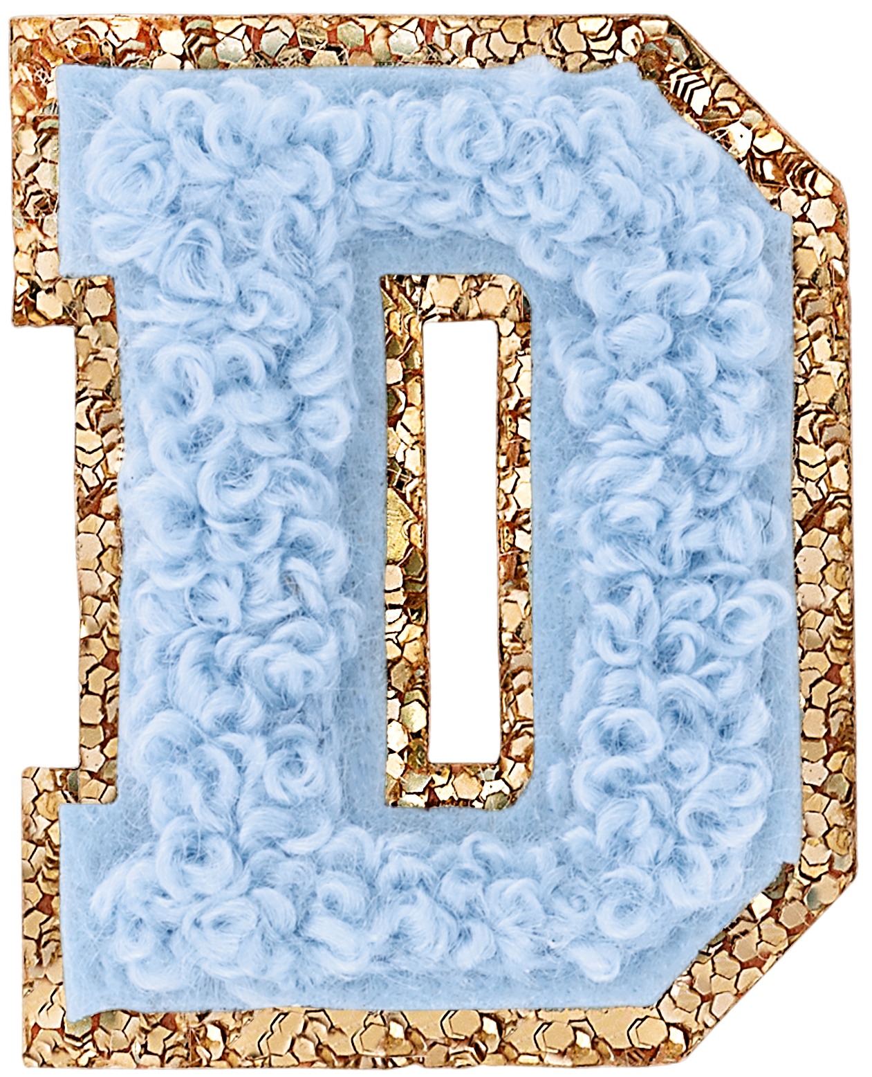 Periwinkle Mini Glitter Varsity Letter Patch