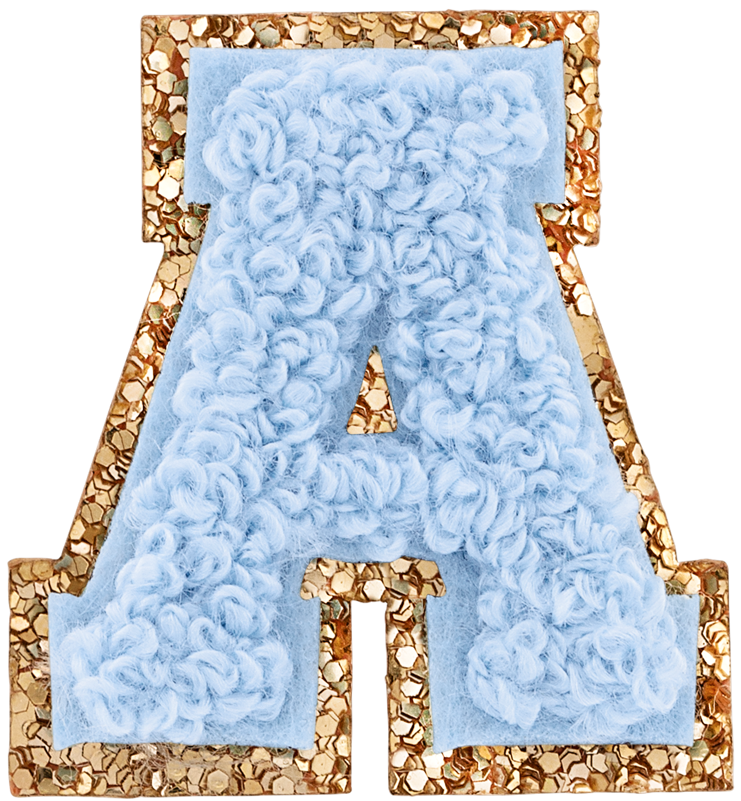 Periwinkle Mini Glitter Varsity Letter Patch