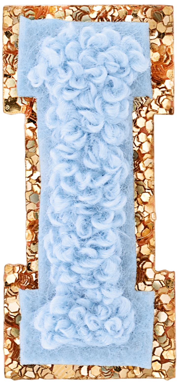 Periwinkle Mini Glitter Varsity Letter Patch