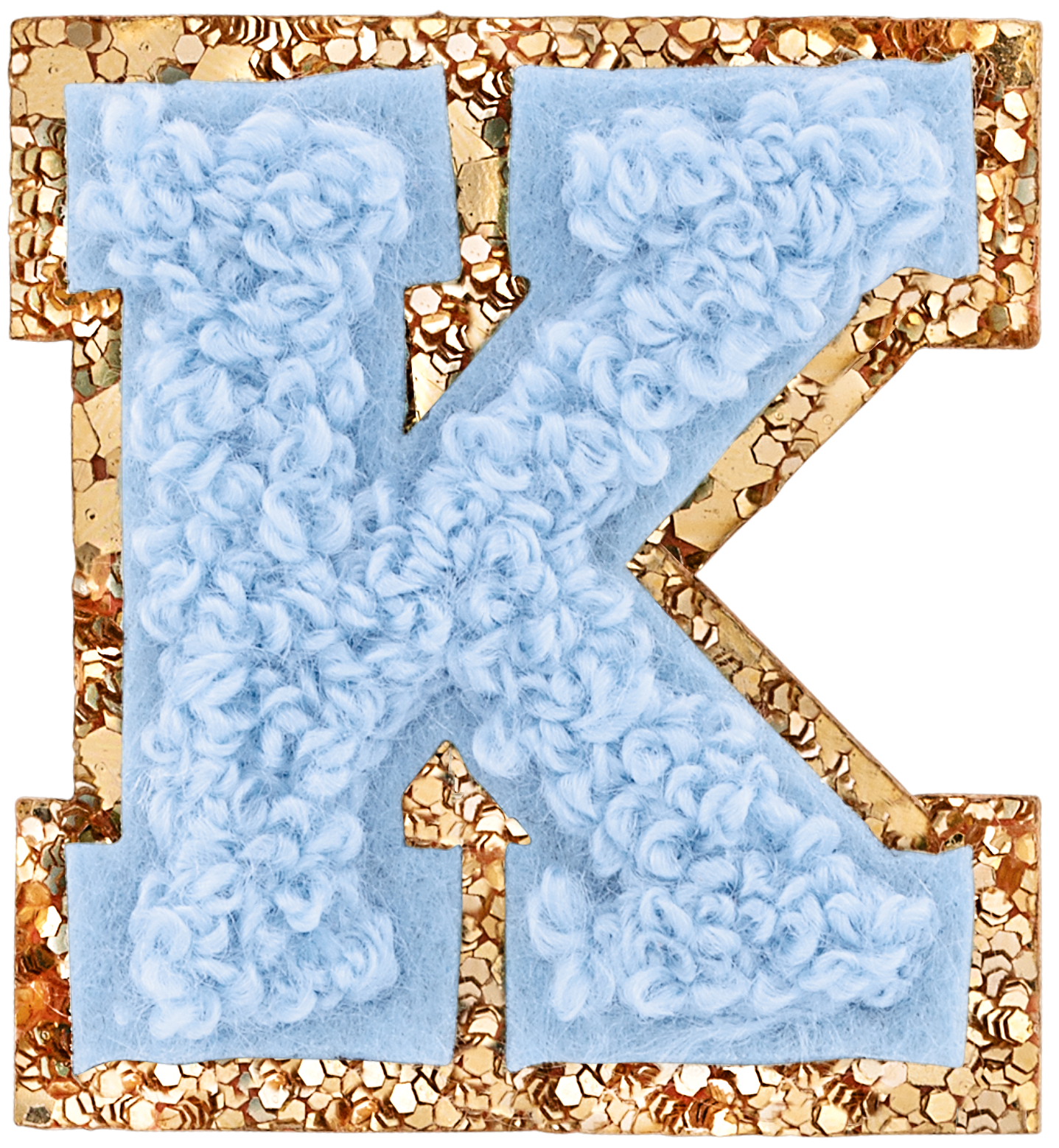 Periwinkle Mini Glitter Varsity Letter Patch