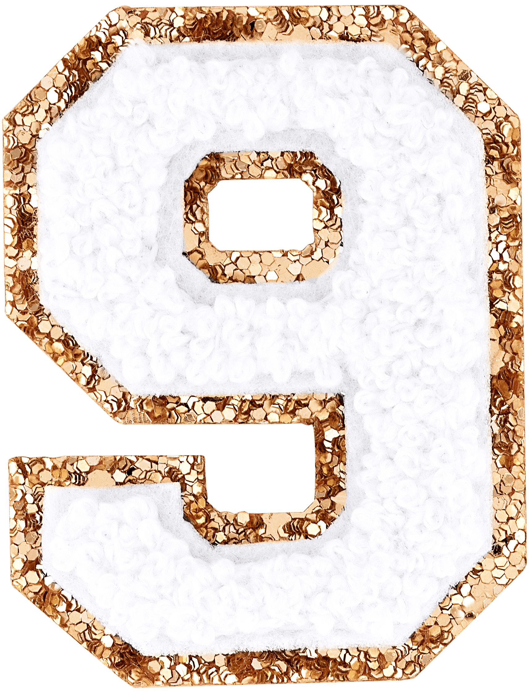Blanc Glitter Varsity Number Patch