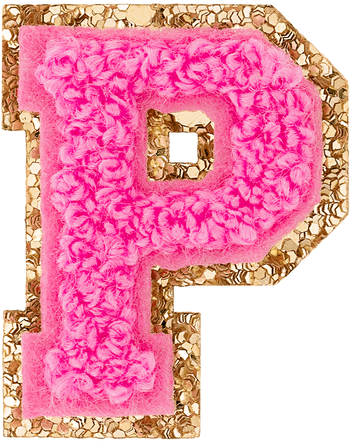 Bubblegum Mini Glitter Varsity Letter Patch