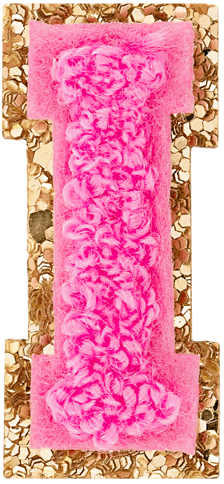 Bubblegum Mini Glitter Varsity Letter Patch