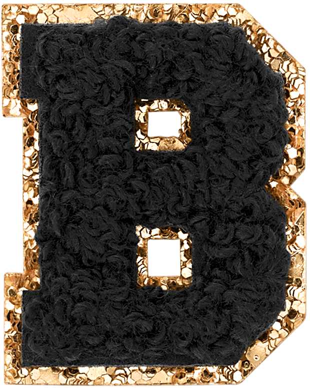 Noir Mini Glitter Varsity Letter Patch
