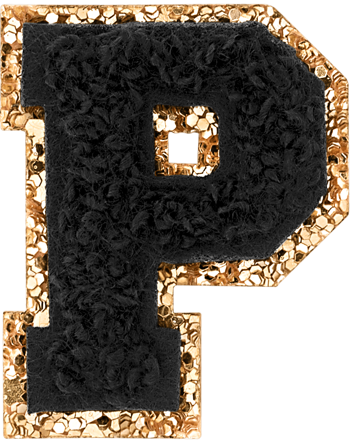 Noir Mini Glitter Varsity Letter Patch