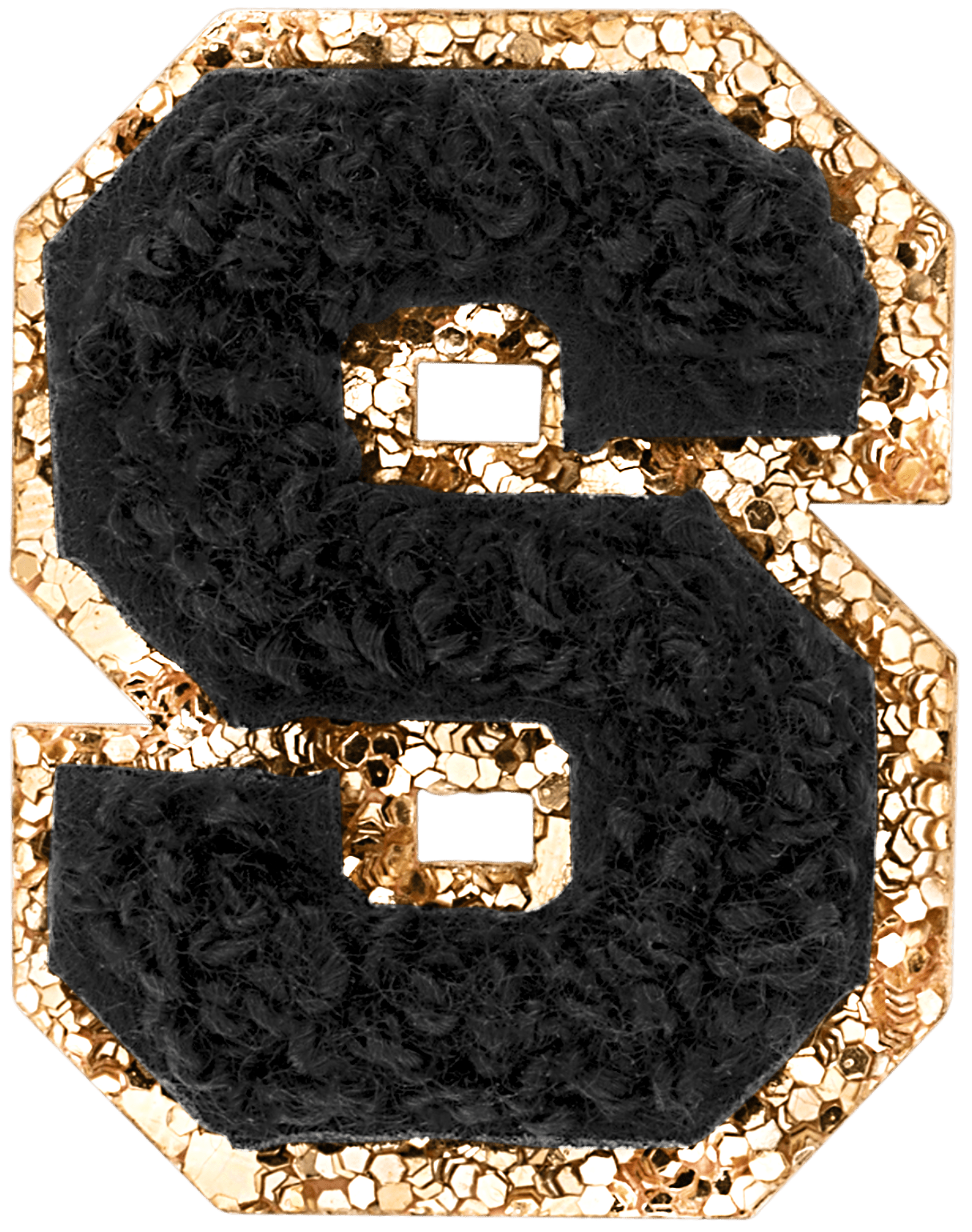 Noir Mini Glitter Varsity Letter Patch