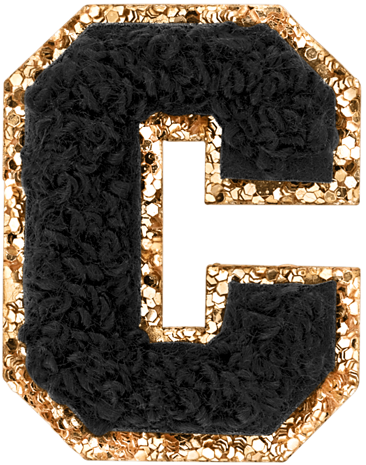 Noir Mini Glitter Varsity Letter Patch