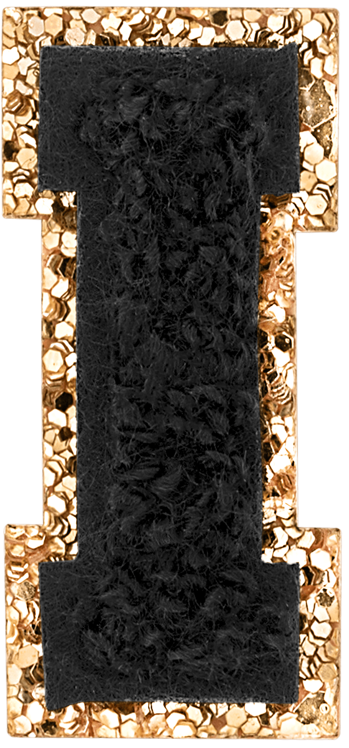 Noir Mini Glitter Varsity Letter Patch