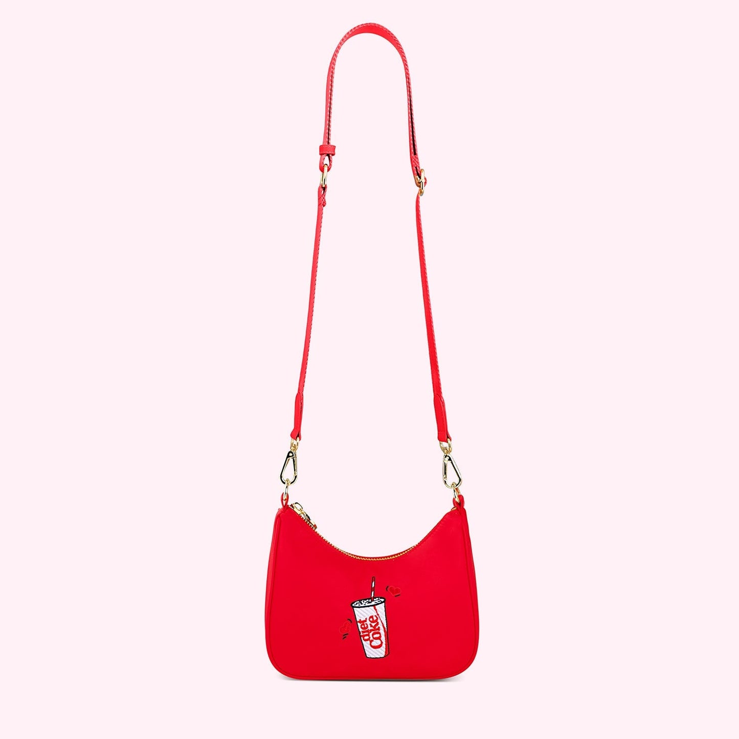 Embroidered Fountain Diet Coke Curved Crossbody Bag