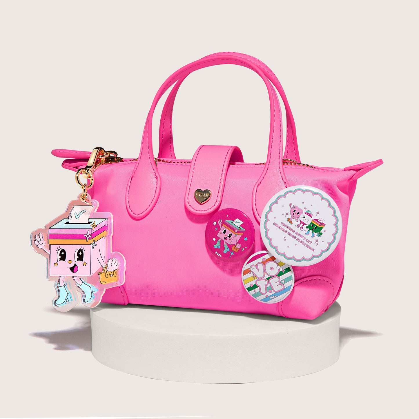 Pink Ballot Box Bag Charm