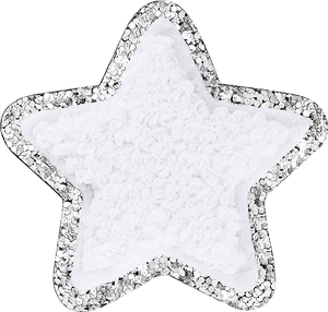 Blanc Glitter Varsity Star Patch