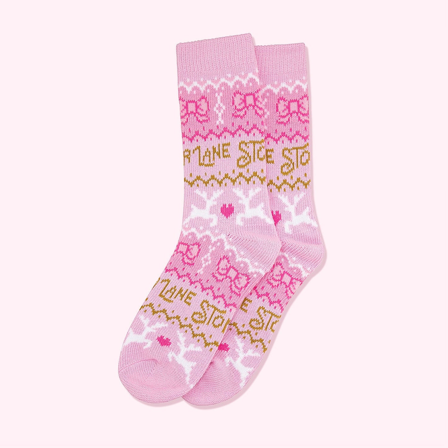 Pink Holiday Knit Socks