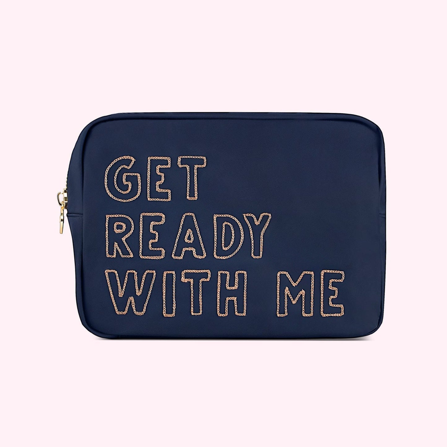 Hand Embroidered Get Ready With Me Large Pouch