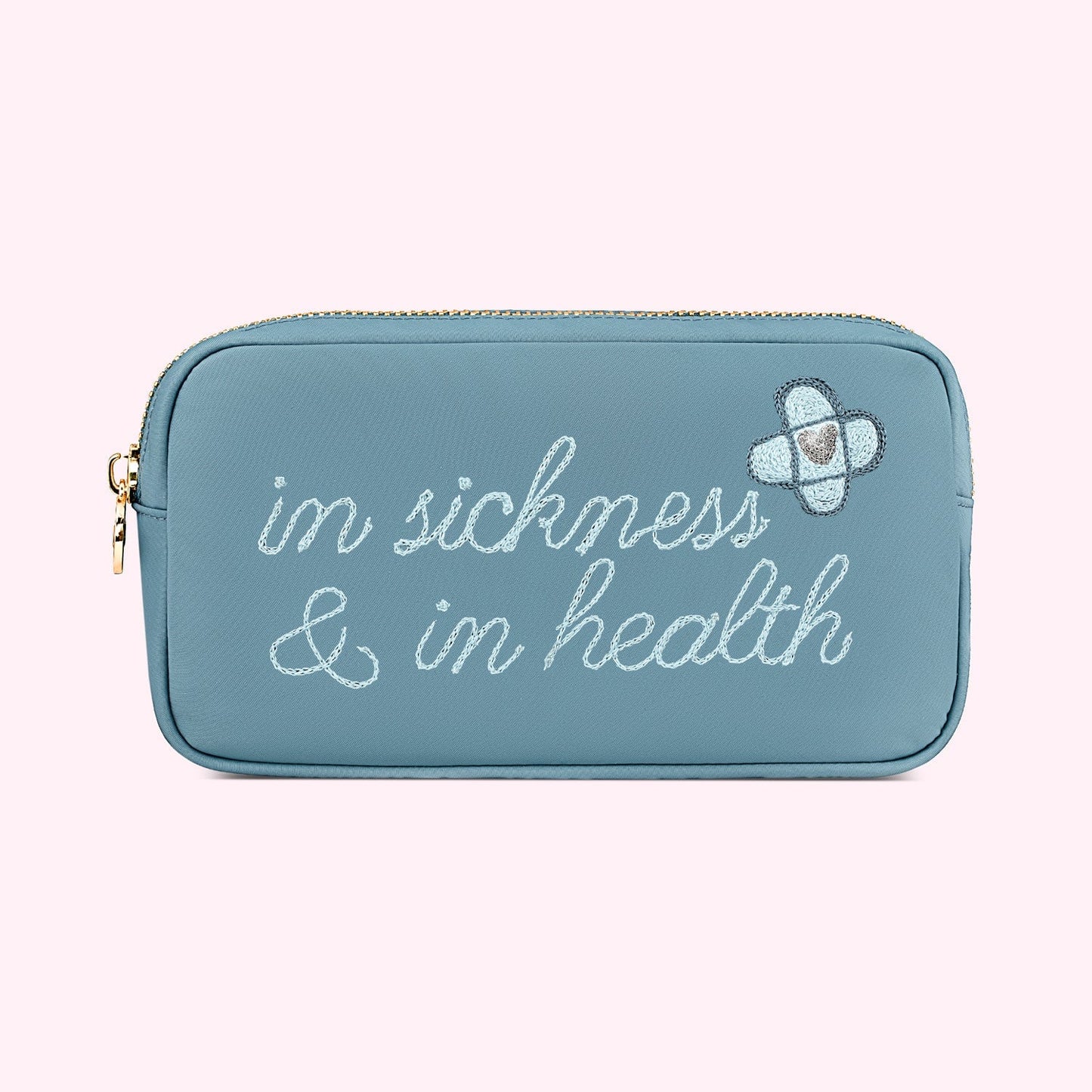 Hand Embroidered In Sickness & In Health Small Pouch