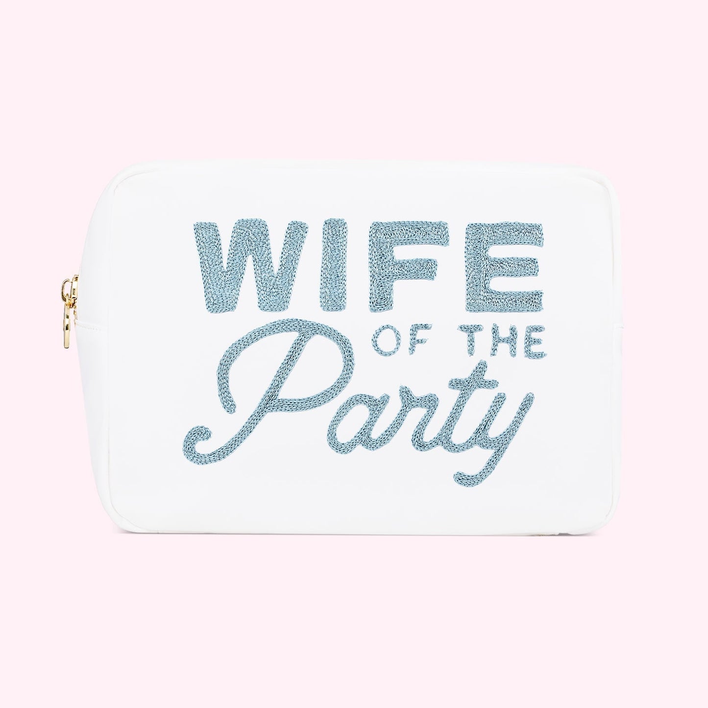 Hand Embroidered Wife of the Party Large Pouch