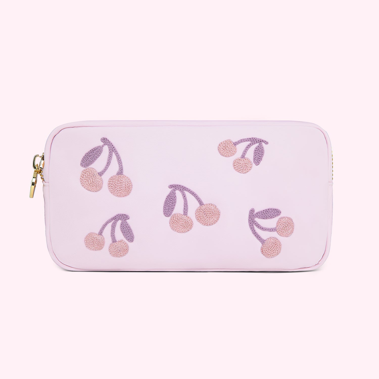 Hand Embroidered Cherries Small Pouch