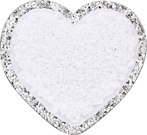 Blanc Glitter Varsity Heart Patch