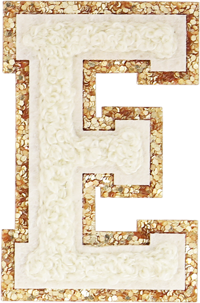 Buttercream Glitter Varsity Letter Patches