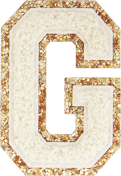 Buttercream Glitter Varsity Letter Patches