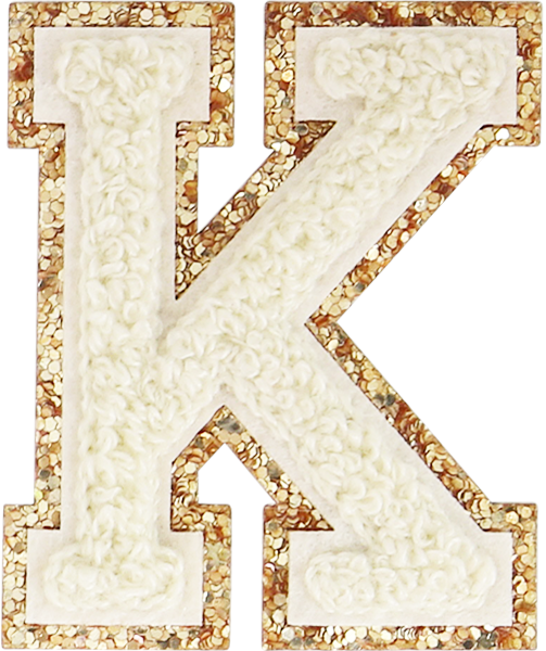 Buttercream Glitter Varsity Letter Patches