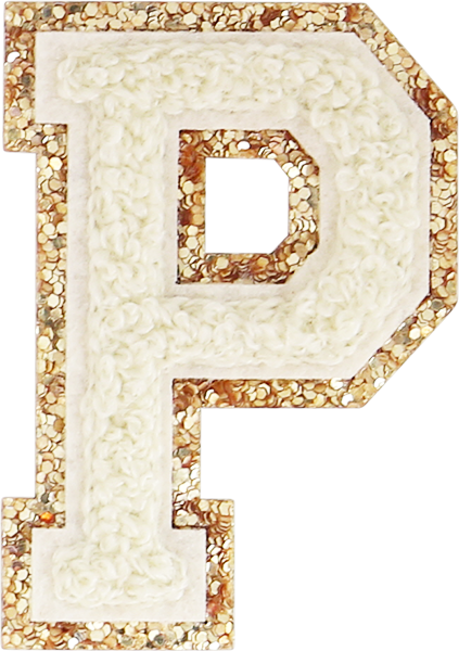 Buttercream Glitter Varsity Letter Patches