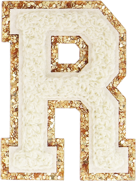 Buttercream Glitter Varsity Letter Patches