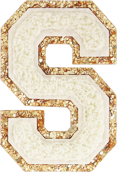 Buttercream Glitter Varsity Letter Patches