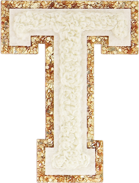 Buttercream Glitter Varsity Letter Patches
