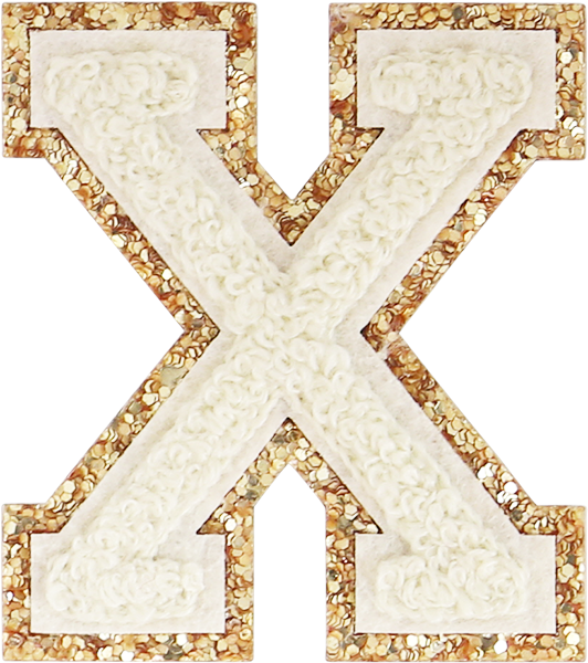 Buttercream Glitter Varsity Letter Patches