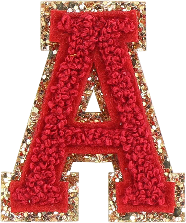 Ruby Glitter Varsity Letter Patch