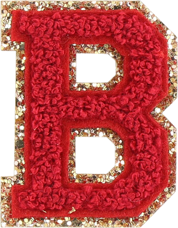 Ruby Glitter Varsity Letter Patch